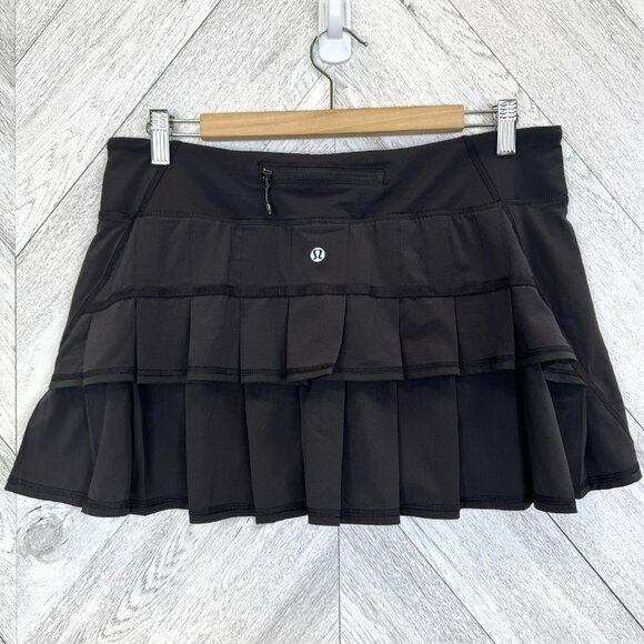 Lululemon Run Pace Setter Skirt Skort Womens Size 10 Solid Black Golf Tennis - Picture 1 of 4
